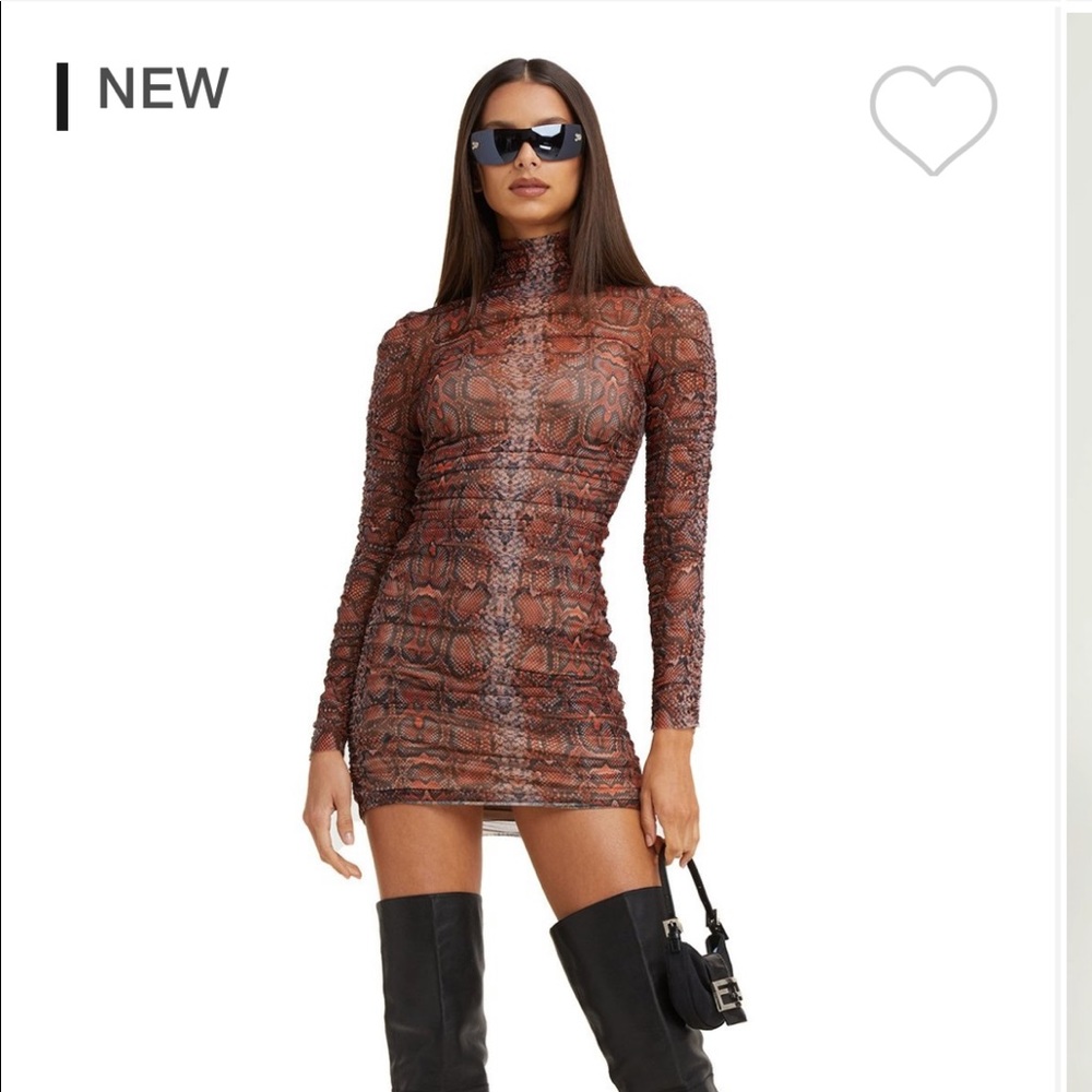 I. Am. Gia ruffled sheer snake print Amara dress